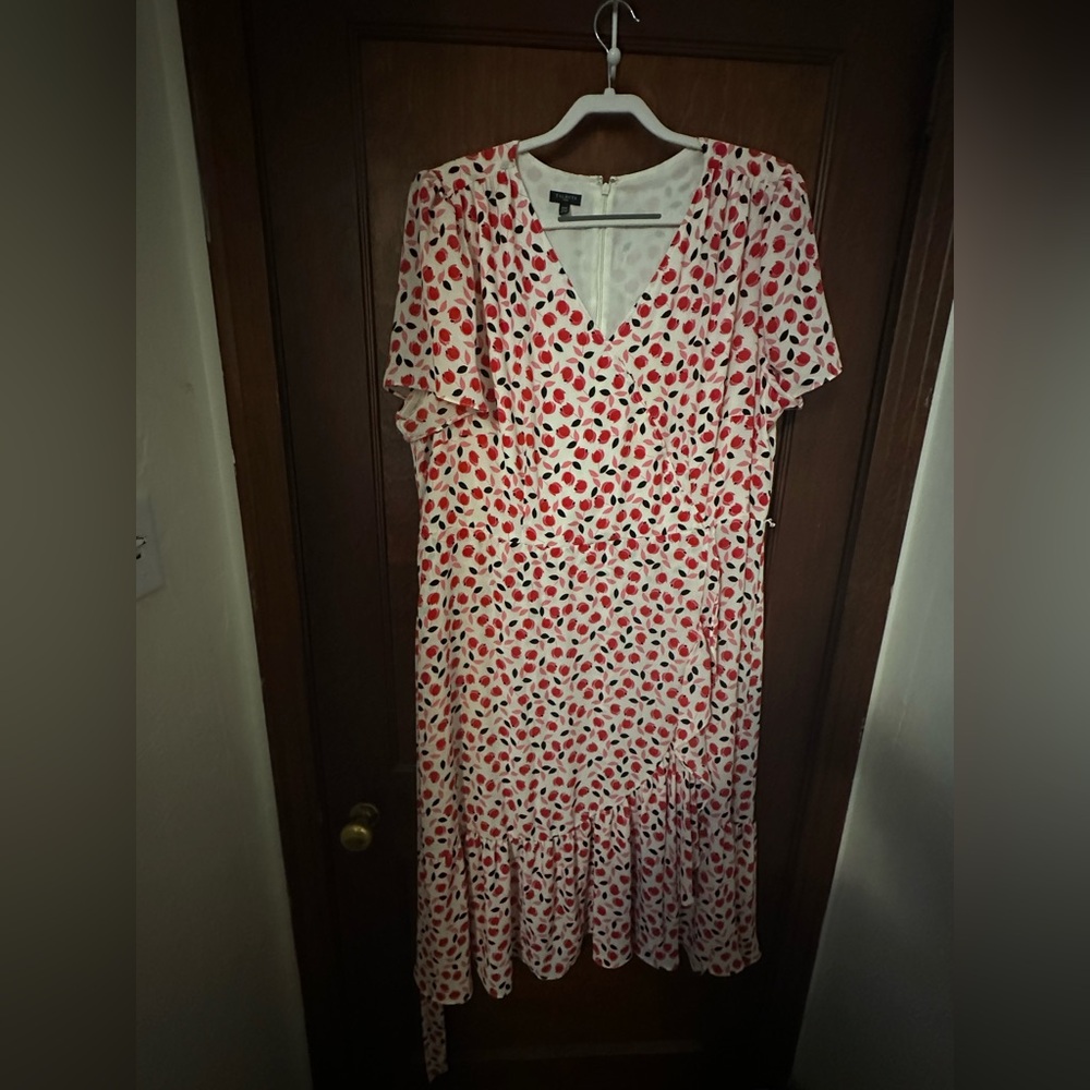 Talbots Cascade Tulip Print Faux Wrap Dress Size 20 - Picture 2 of 5